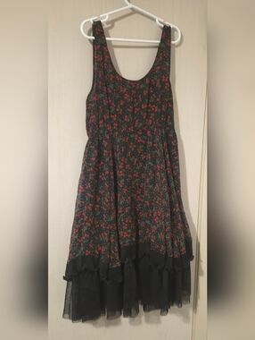 Traffic People Black Cherry Print Skater Dress
